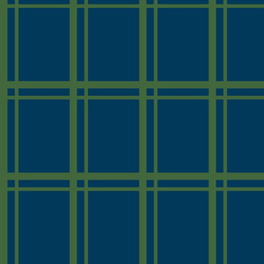 Plaid-Stripes in Green on Blue