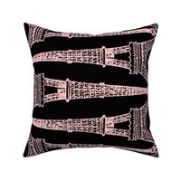 Paris ~ Eiffel For You ~ Black and Pink ~ Reverse ~ Border Print