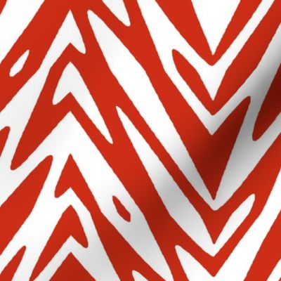 feather zigzag in red and white