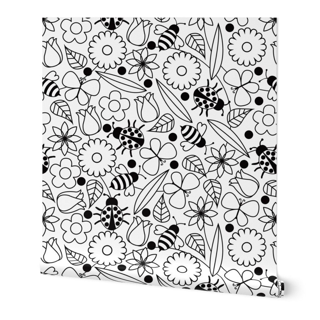 Blooms and Bugs - Coloring Book Wallpaper