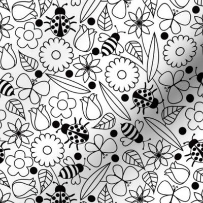 Blooms and Bugs - Coloring Book Wallpaper