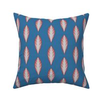 Red and Grey Feathers on Blue Background - Natural and Native Design