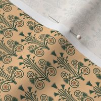 Lotus Damask - Green/Orange