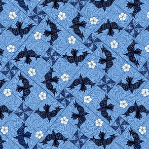 Â©2011 Whirley Birds and White Flowers - blue