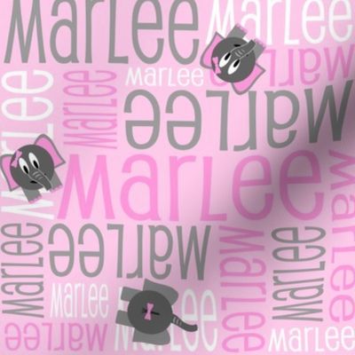 Personalised Name Design - Elephants Pink and Grey