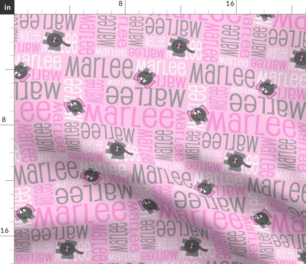 Personalised Name Design - Elephants Pink and Grey