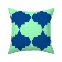 Modern Aztec Quatrefoil Navy Green