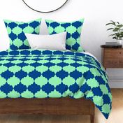 Modern Aztec Quatrefoil Navy Green