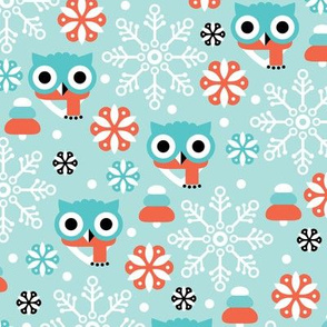 Cold christmas owl winter woodland