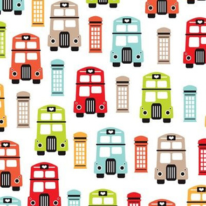 Colorful retro London bus UK great britain pattern