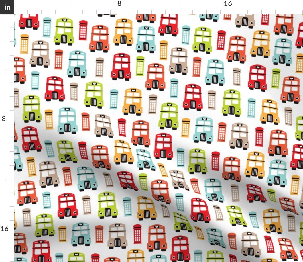 Colorful retro London bus UK great britain pattern
