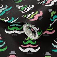 Hipster geeky christmas trees moustache holiday design black green pink