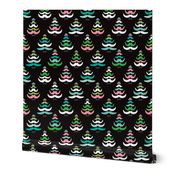 Hipster geeky christmas trees moustache holiday design black green pink