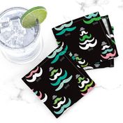 Hipster geeky christmas trees moustache holiday design black green pink