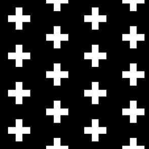 White Crosses on Black - Black Plus Signs