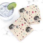  Paper Moon Collection - Cream Cappuccino Moon & Stars