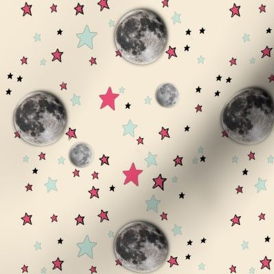  Paper Moon Collection - Cream Cappuccino Moon & Stars