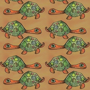 Turtles on Orange Brown