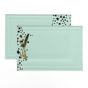  Paper Moon Collection - Black Mint Green Star Border