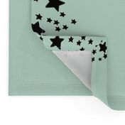  Paper Moon Collection - Black Mint Green Star Border