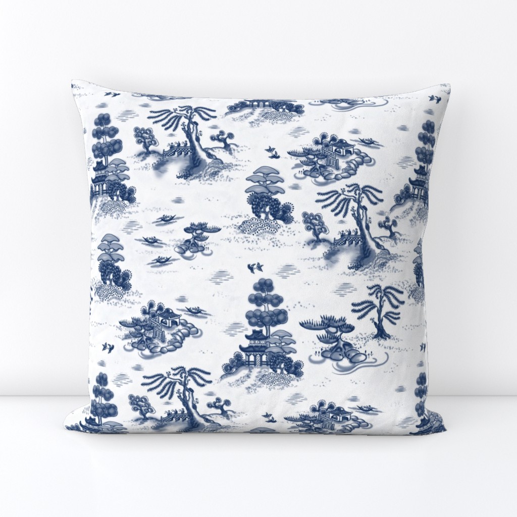 Blue Willow Toile Housse de coussin carrée | Spoonflower