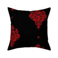 Gothic's Skull Damask avec fleur - red and black