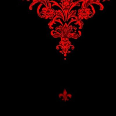 Gothic's Skull Damask avec fleur - red and black