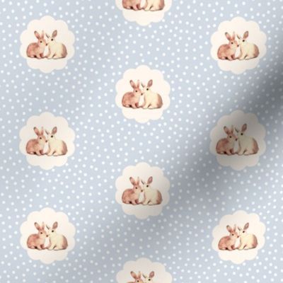 Bunny Love in Cream on Smokey Lilac