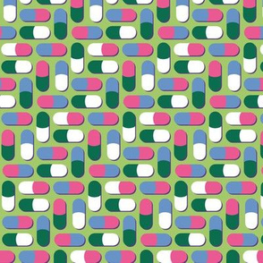 Pink, blue, green and white pills - Synergy0011