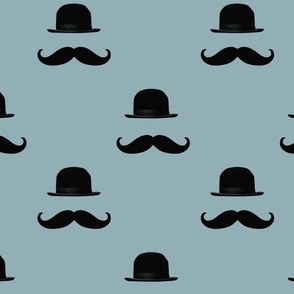 Blue and Black Hipster Mustaches