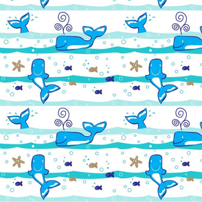 Bubbly Whales Blue