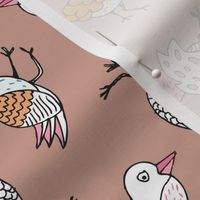 Quirky vintage doodle birds