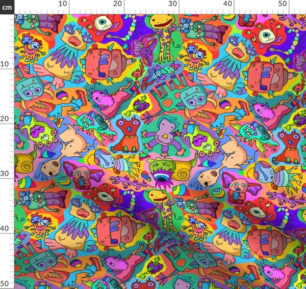 Monsters Multicolor Background Spoonflower