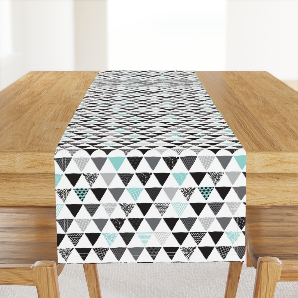 Geometric tribal aztec triangle blue modern patterns