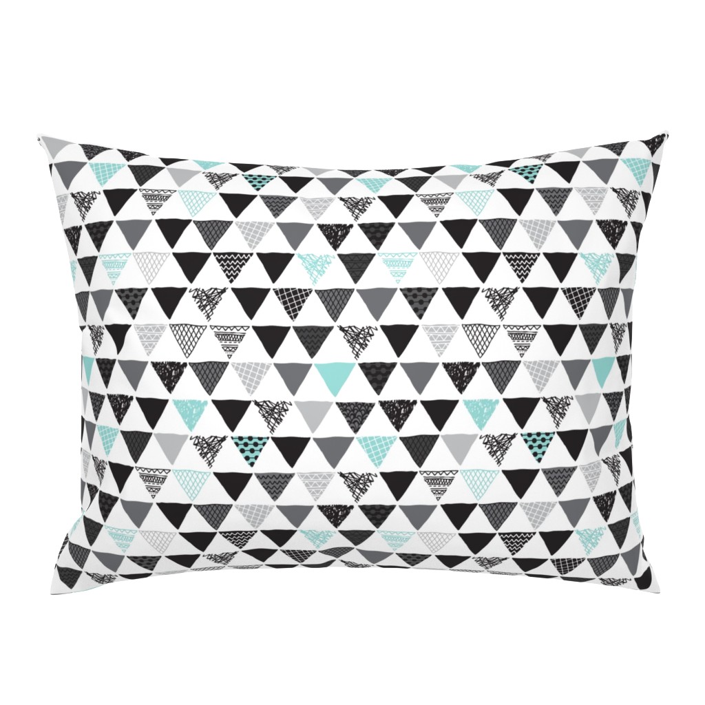 Geometric tribal aztec triangle blue modern patterns