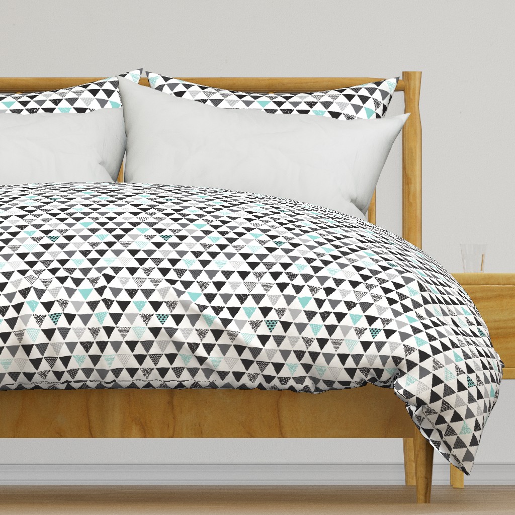 Geometric tribal aztec triangle blue modern patterns