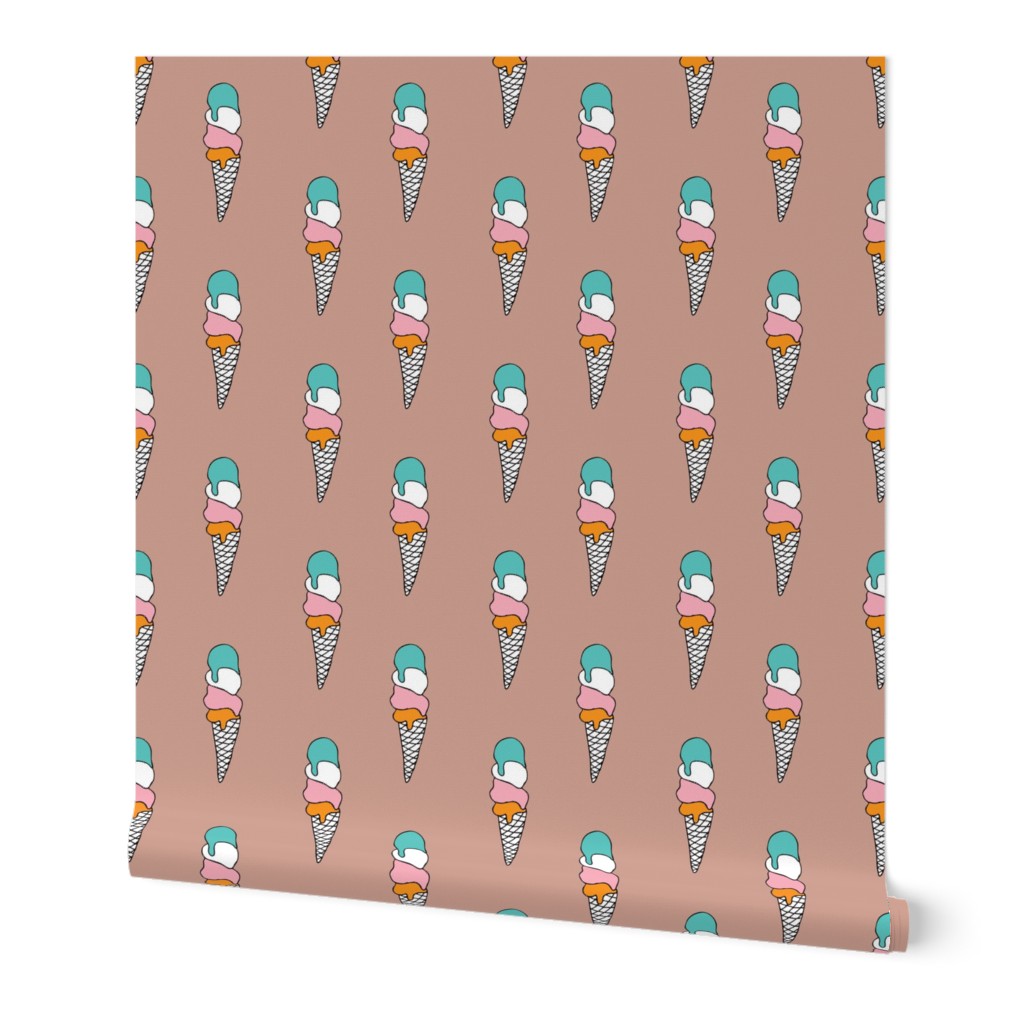 Summer ice cream cone vintage pop beach print for girls