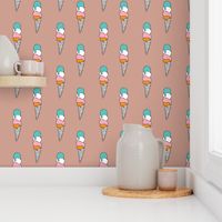 Summer ice cream cone vintage pop beach print for girls