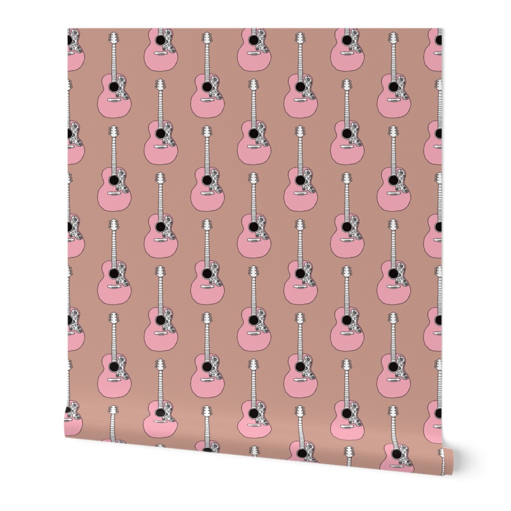Pink acoustic guitar music design for girls