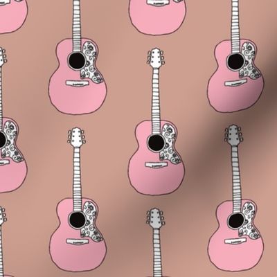 Pink acoustic guitar music design for girls