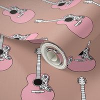 Pink acoustic guitar music design for girls