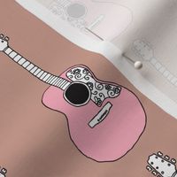 Pink acoustic guitar music design for girls