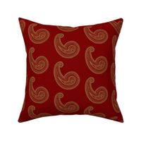 Provence ~ Paisley ~ Embroidered Gold on Claret