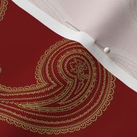 Provence ~ Paisley ~ Embroidered Gold on Claret