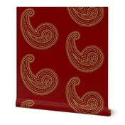 Provence ~ Paisley ~ Embroidered Gold on Claret