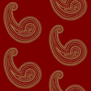 Provence ~ Paisley ~ Embroidered Gold on Claret
