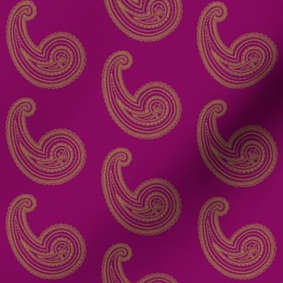 Provence ~ Paisley ~ Embroidered Gold on Pompadour Purple