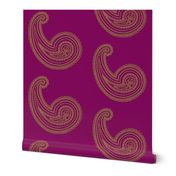 Provence ~ Paisley ~ Embroidered Gold on Pompadour Purple