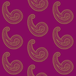 Provence ~ Paisley ~ Embroidered Gold on Pompadour Purple