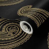 Provence ~ Paisley ~ Embroidered Gold on Blackmail